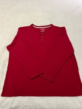 Men’s Chaps Red Long-Sleeve Henley Shirt
